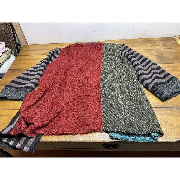 Ali Miles Boucle Knit Flyaway Colorblock 3/4 Sleeve Cardigan Sweater Womens 2X - Picture 12 of 12